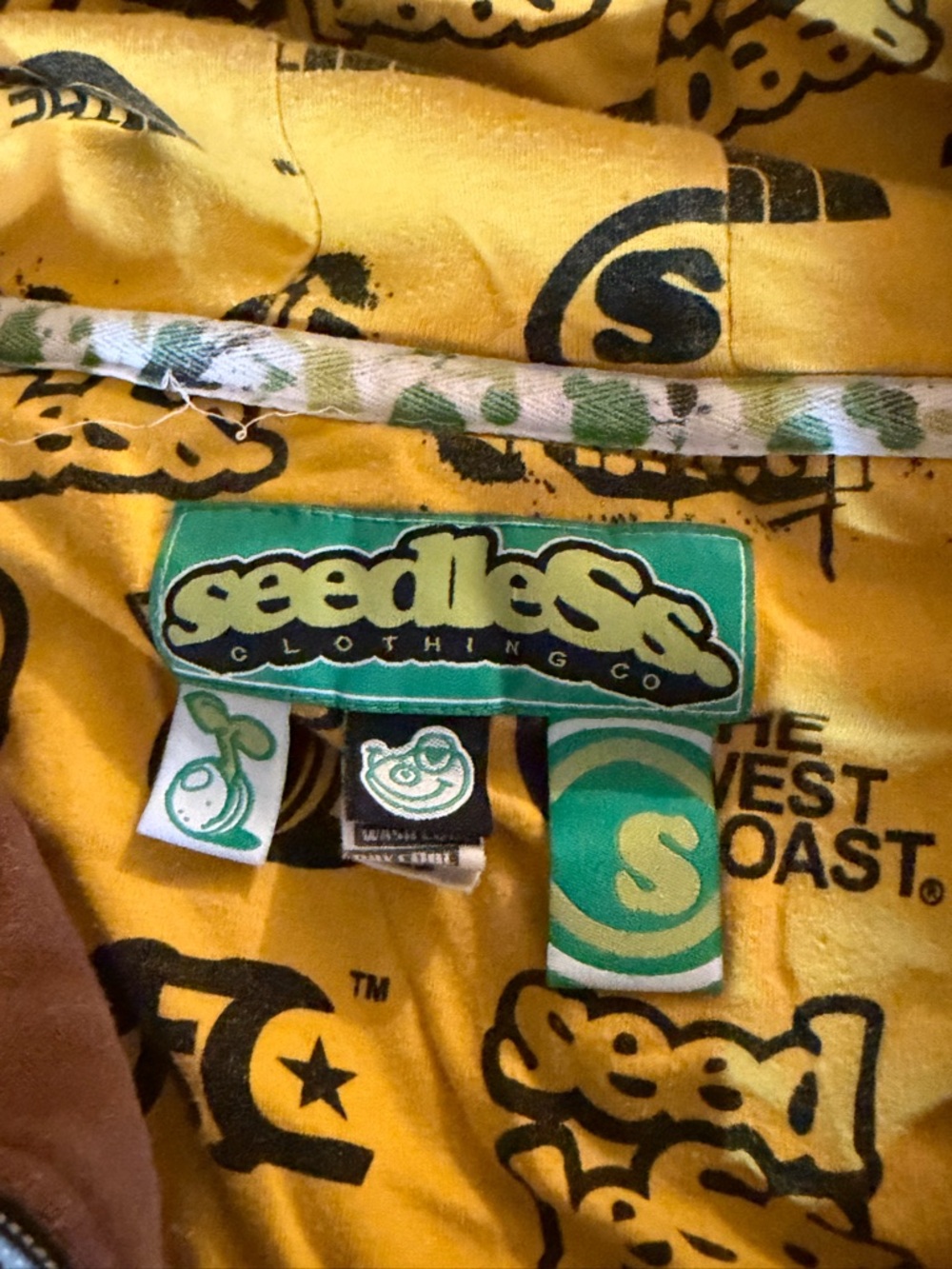 SEEDLESS: pre-owned Brown & Yellow Zip-Up Hoodie - Picture 6 of 10
